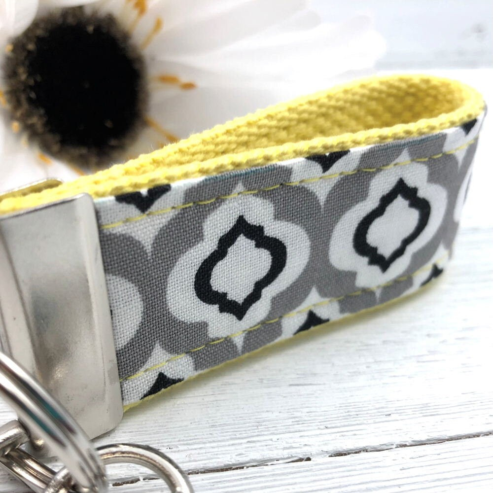 Mini Keyfob FOB Keychain for Women Ideal as a Purse Keychain or Backpack Keychain, Ideal Small Bridesmaid Gift Gray Raindrop