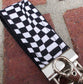 Mini Key FOB Keychain for Him - Mini Keychain for Boyfriend, Husband, Father Ideal as Belt Loop Keychain Racing Checks