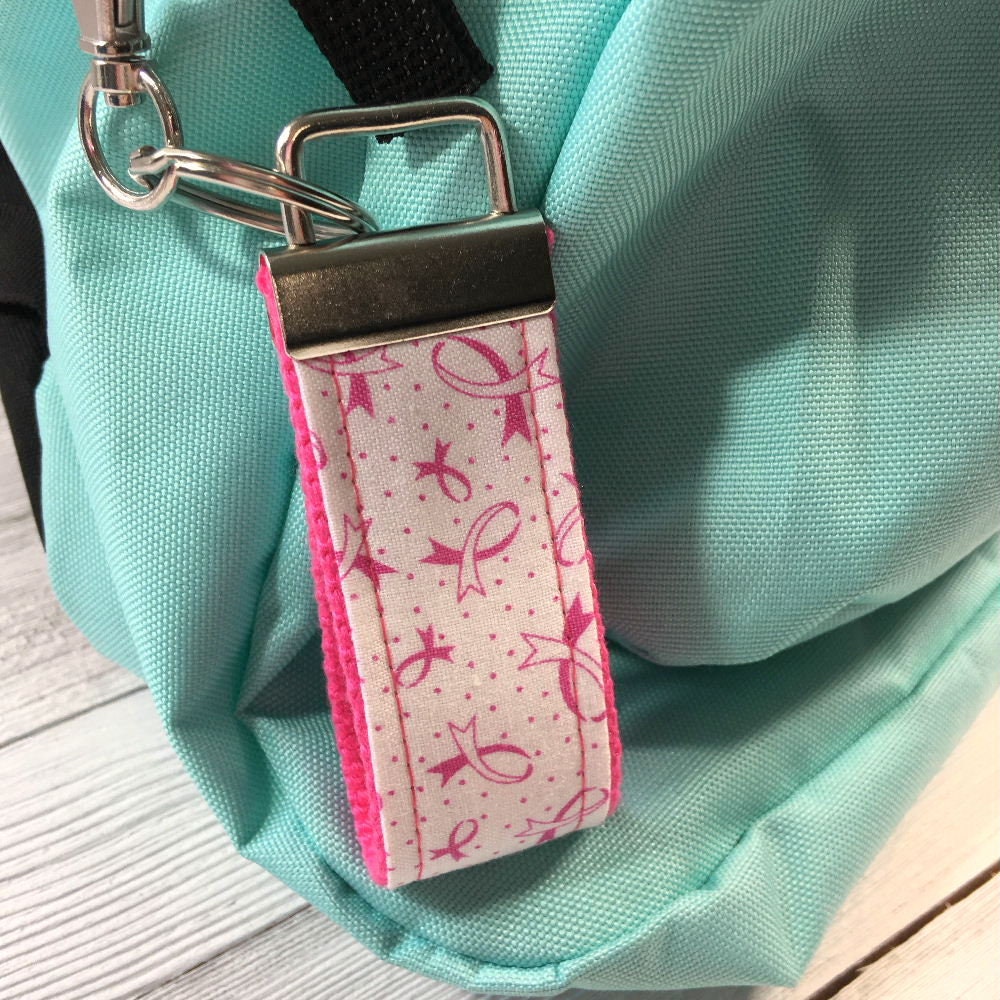 Mini Keyfob FOB Keychain for Women Ideal as a Purse Keychain or Backpack Keychain, Cancer Awareness