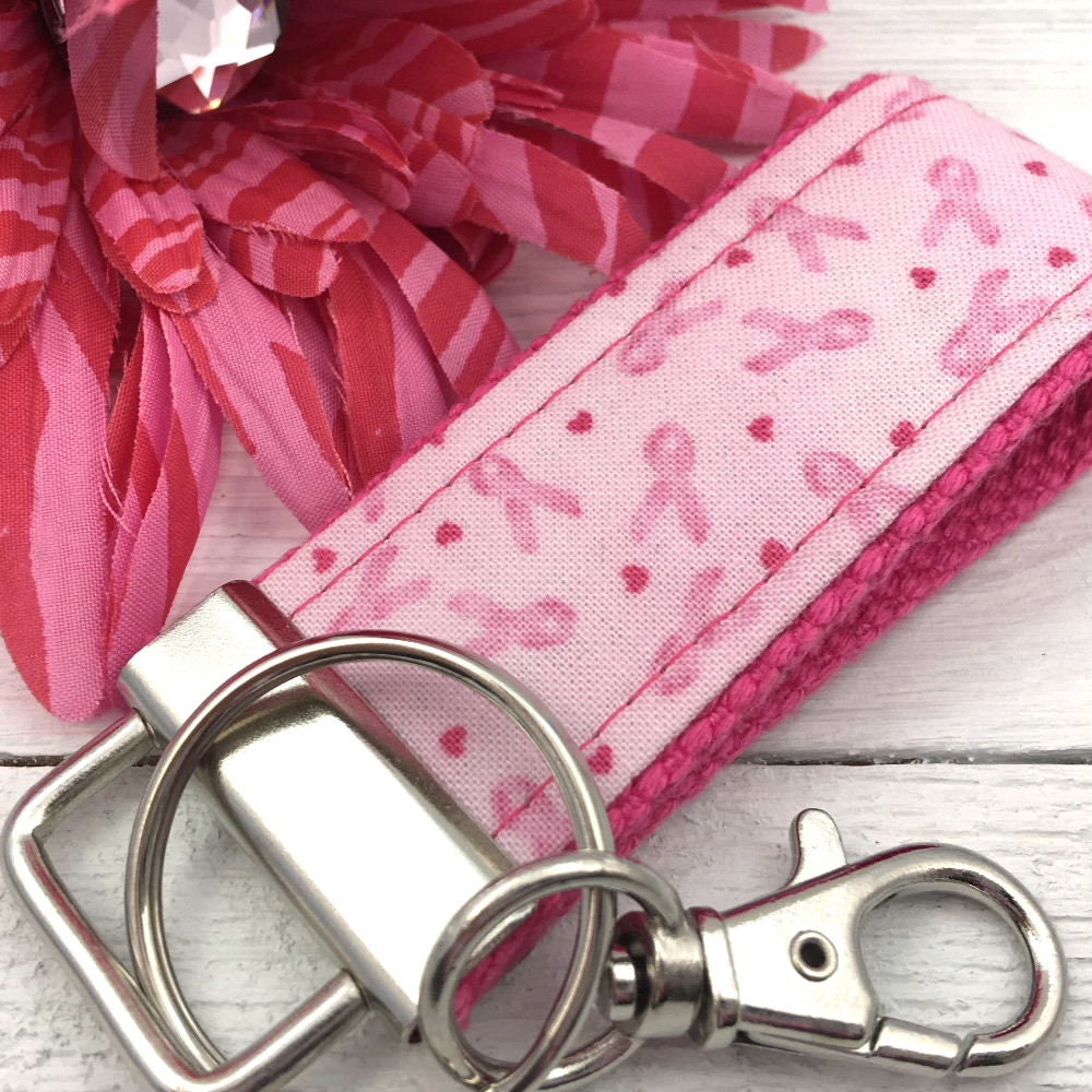 Mini Keyfob FOB Keychain for Women Ideal as a Purse Keychain or Backpack Keychain, Cancer Awareness