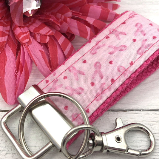 Mini Keyfob FOB Keychain for Women Ideal as a Purse Keychain or Backpack Keychain, Cancer Awareness
