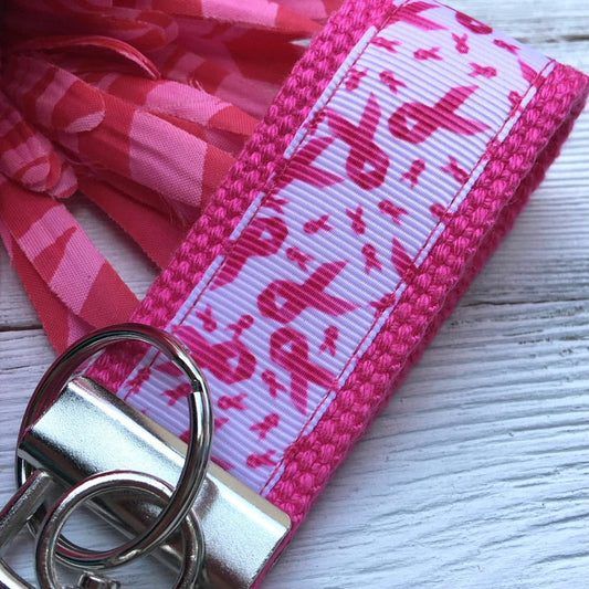 Mini Keyfob FOB Keychain for Women Ideal as a Purse Keychain or Backpack Keychain, Cancer Awareness