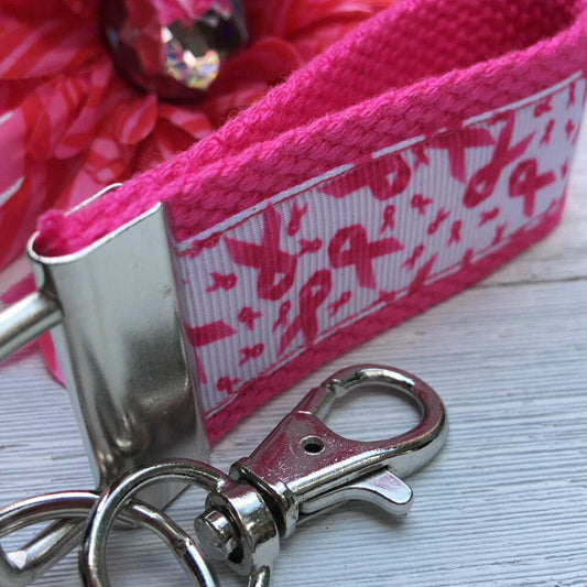 Mini Keyfob FOB Keychain for Women Ideal as a Purse Keychain or Backpack Keychain, Cancer Awareness