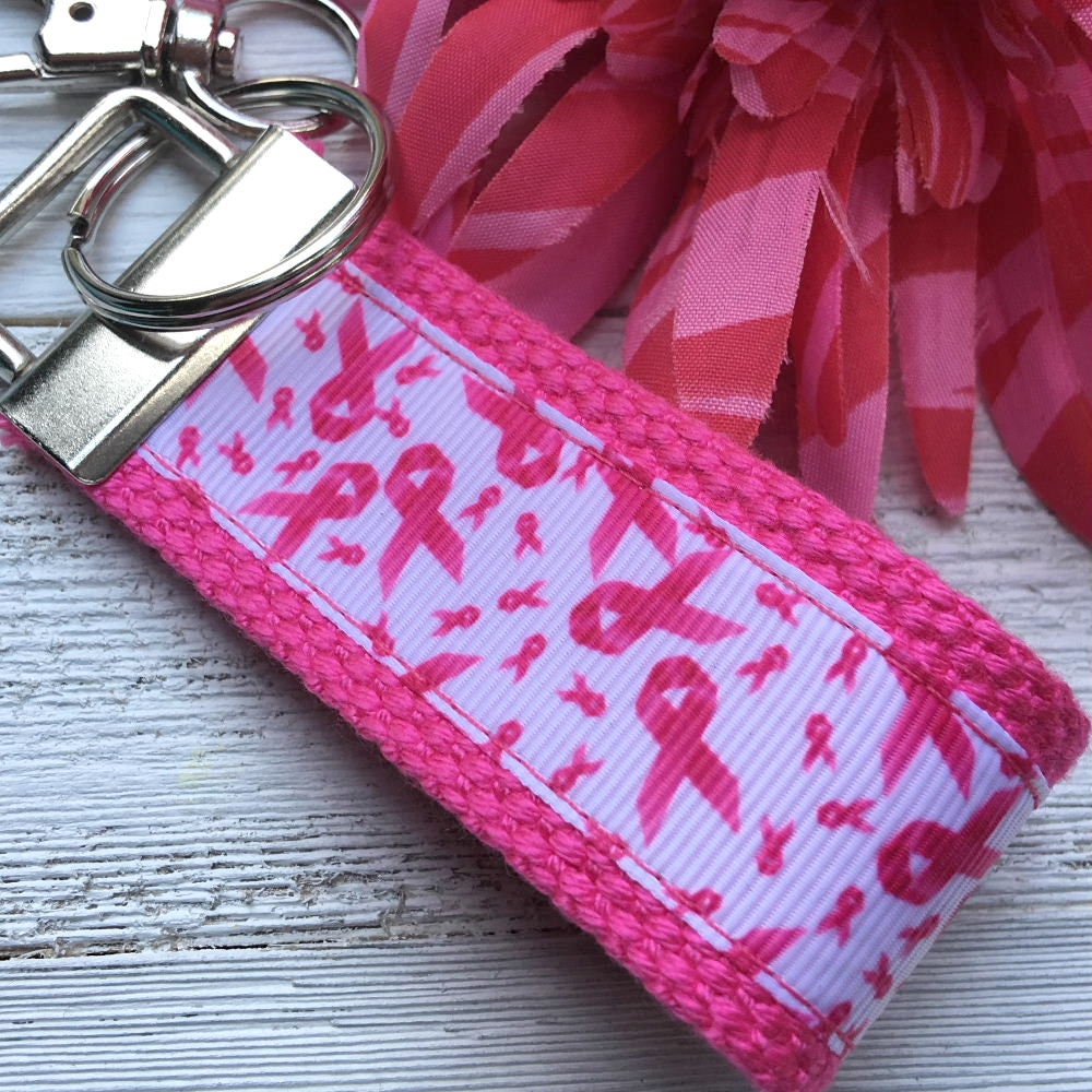 Mini Keyfob FOB Keychain for Women Ideal as a Purse Keychain or Backpack Keychain, Cancer Awareness