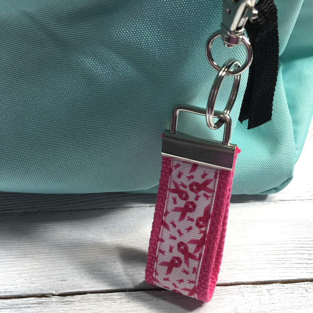 Mini Keyfob FOB Keychain for Women Ideal as a Purse Keychain or Backpack Keychain, Cancer Awareness