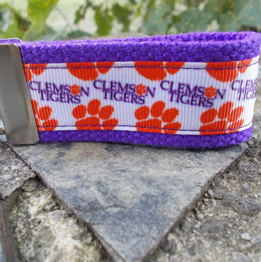 Mini Keyfob Clemson Tigers Ribbon Keychain For Him or Her, Approved Crafter License Holder