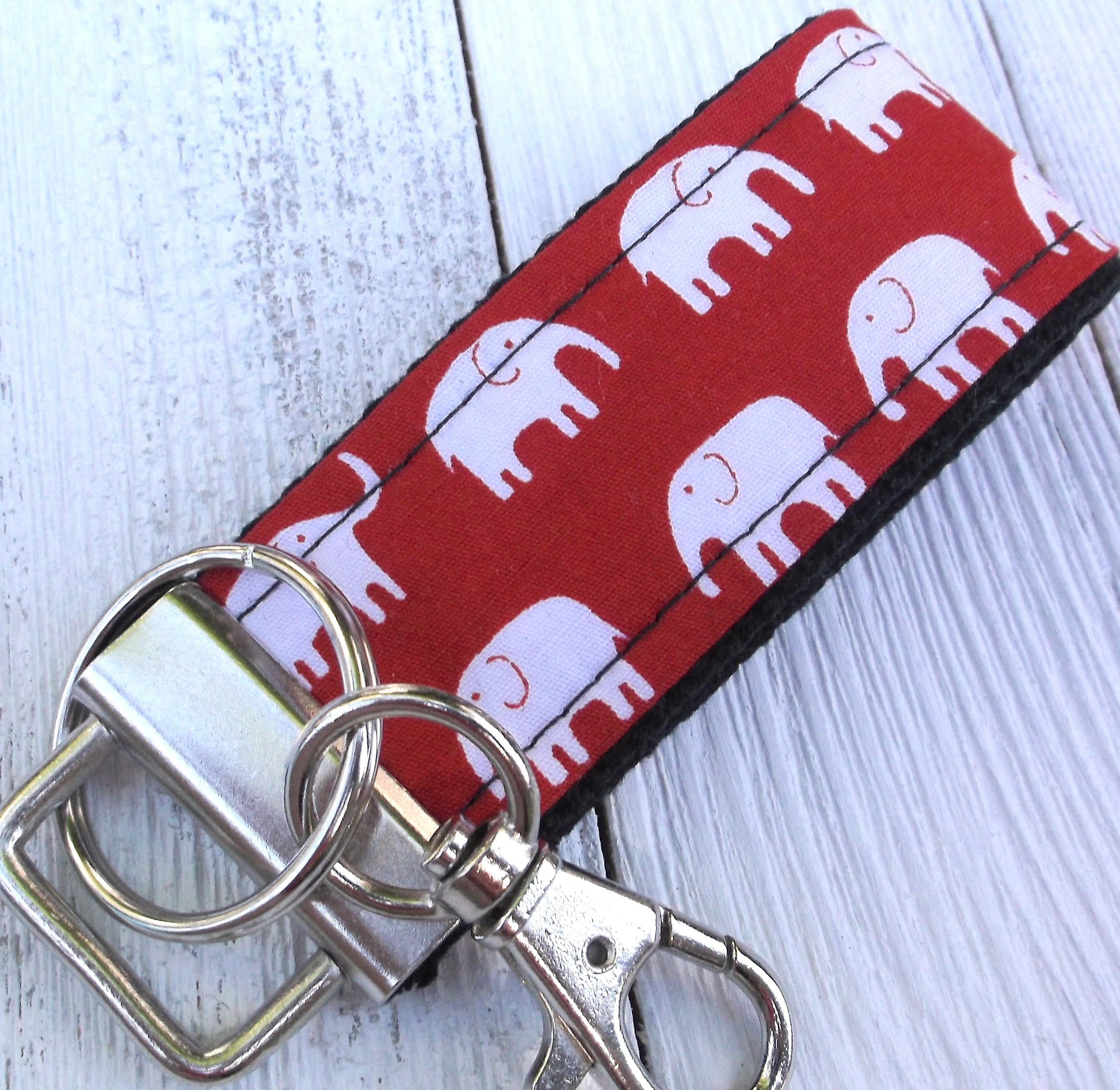 Mini Keyfob FOB Keychain for Women Ideal as a Purse Keychain or Backpack Keychain, Elephants