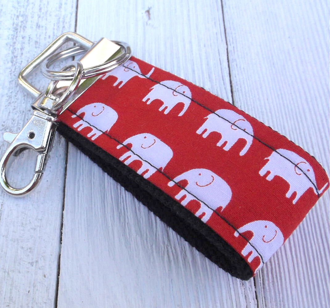 Mini Keyfob FOB Keychain for Women Ideal as a Purse Keychain or Backpack Keychain, Elephants