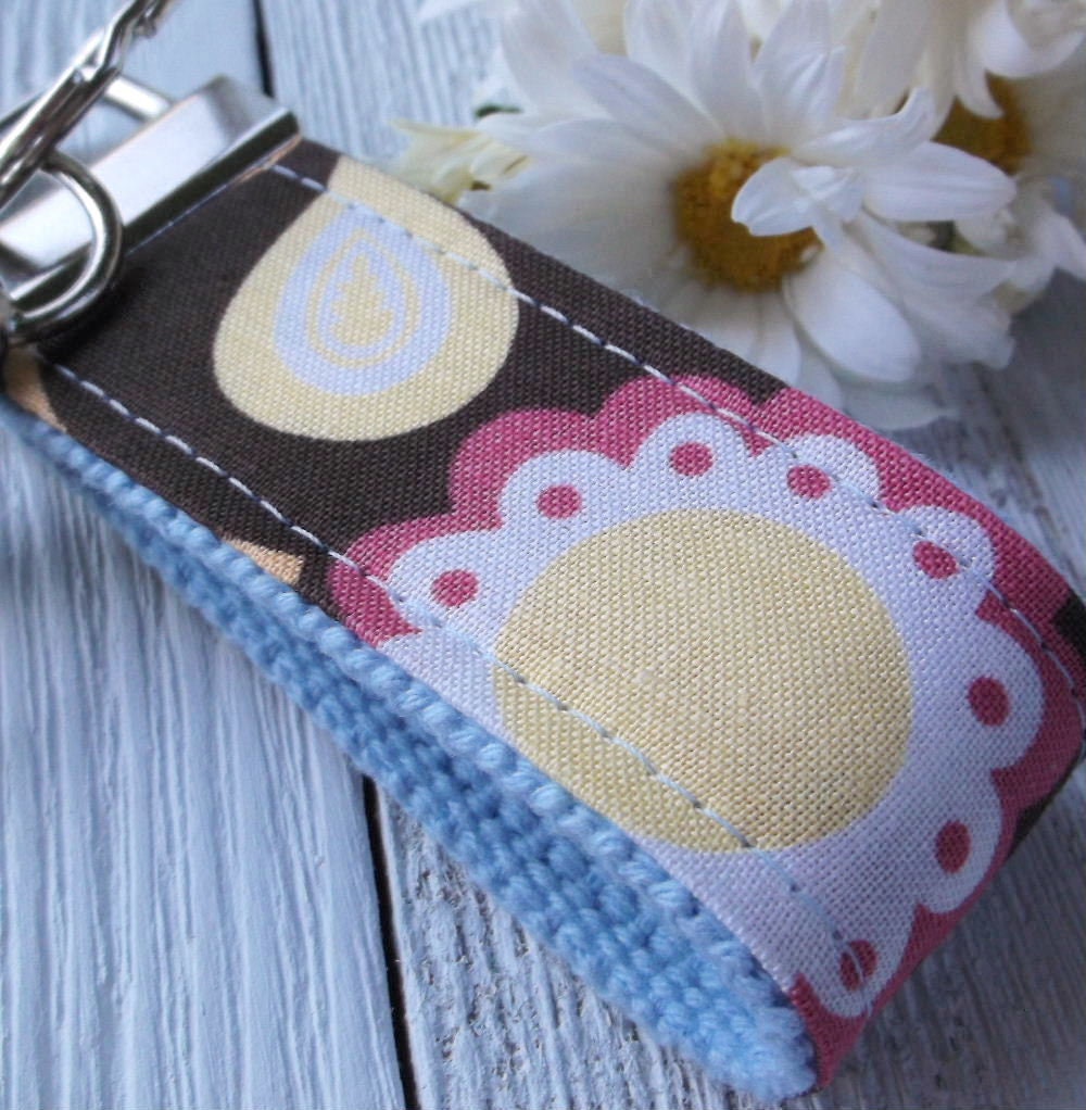 Mini Keyfob FOB Keychain for Women Ideal as a Purse Keychain or Backpack Keychain, Floral