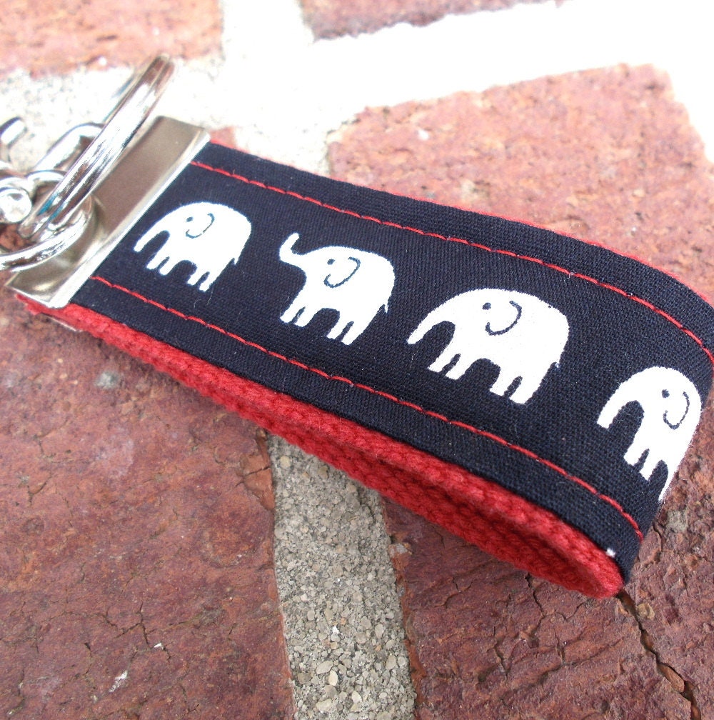 Mini Keyfob FOB Keychain for Women Ideal as a Purse Keychain or Backpack Keychain, Elephants