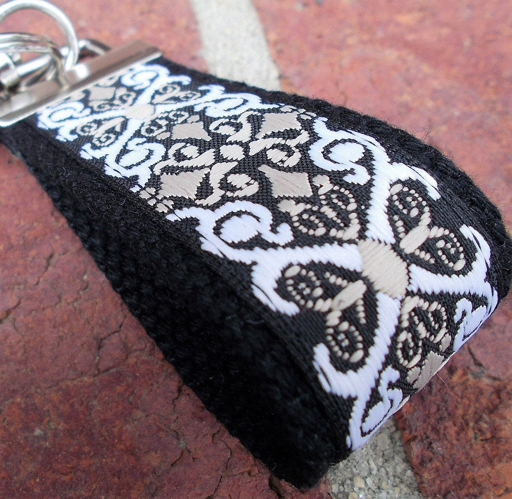 Mini Keyfob FOB Keychain for Women Ideal as a Purse Keychain or Backpack Keychain, Ideal Small Bridesmaid Gift, Neutral