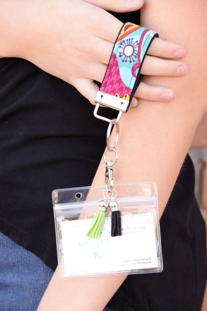 Mini Keyfob FOB Keychain for Women Ideal as a Purse Keychain or Backpack Keychain, Ideal Small Bridesmaid Gift, Neutral