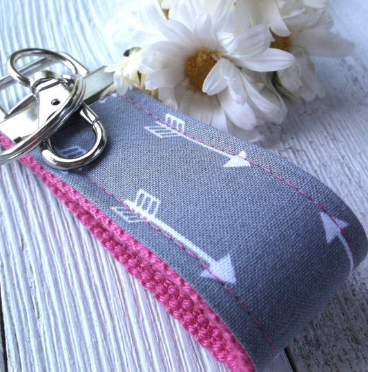 Mini Keyfob FOB Keychain for Women Ideal as a Purse Keychain or Backpack Keychain, Gray Arrow Keychain