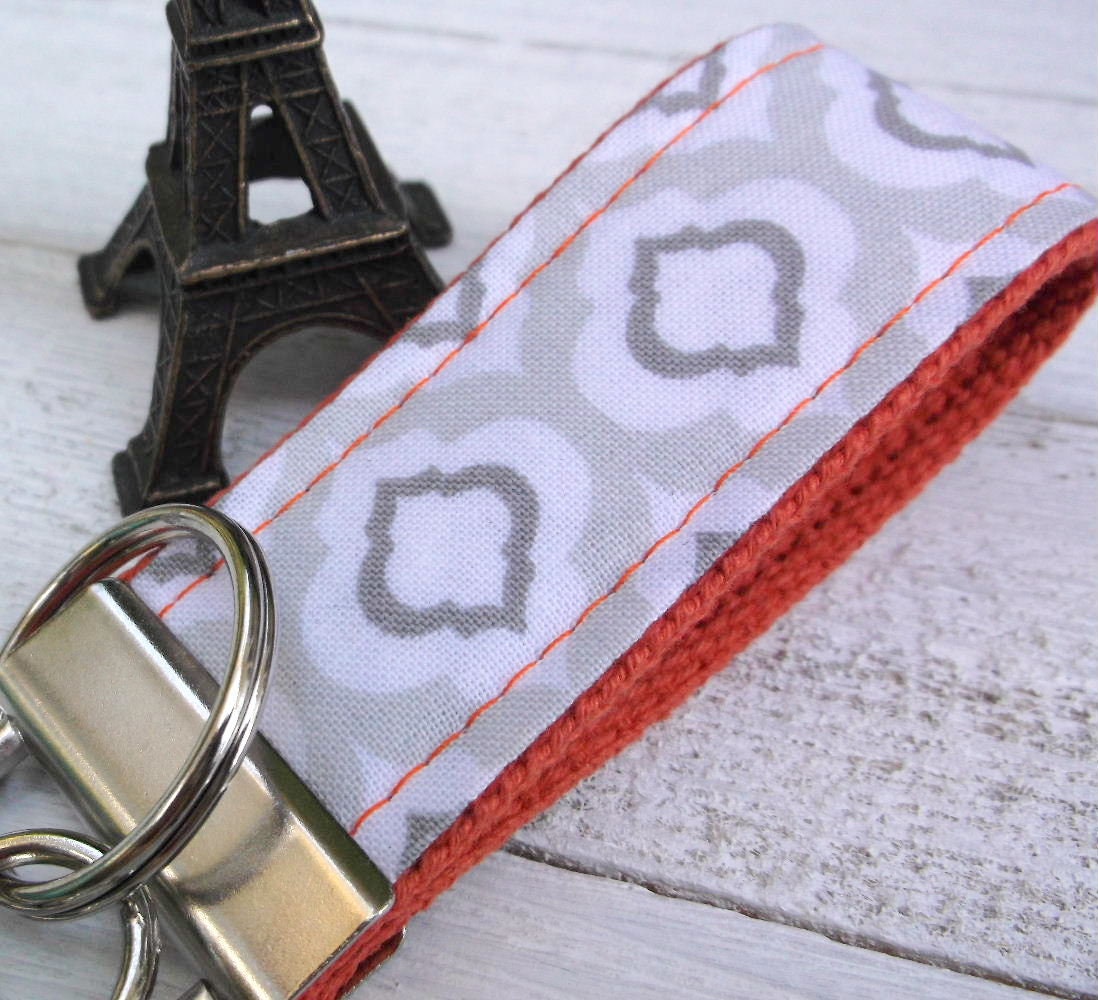 Mini Keyfob FOB Keychain for Women Ideal as a Purse Keychain or Backpack Keychain, Ideal Small Bridesmaid Gift Gray Raindrop