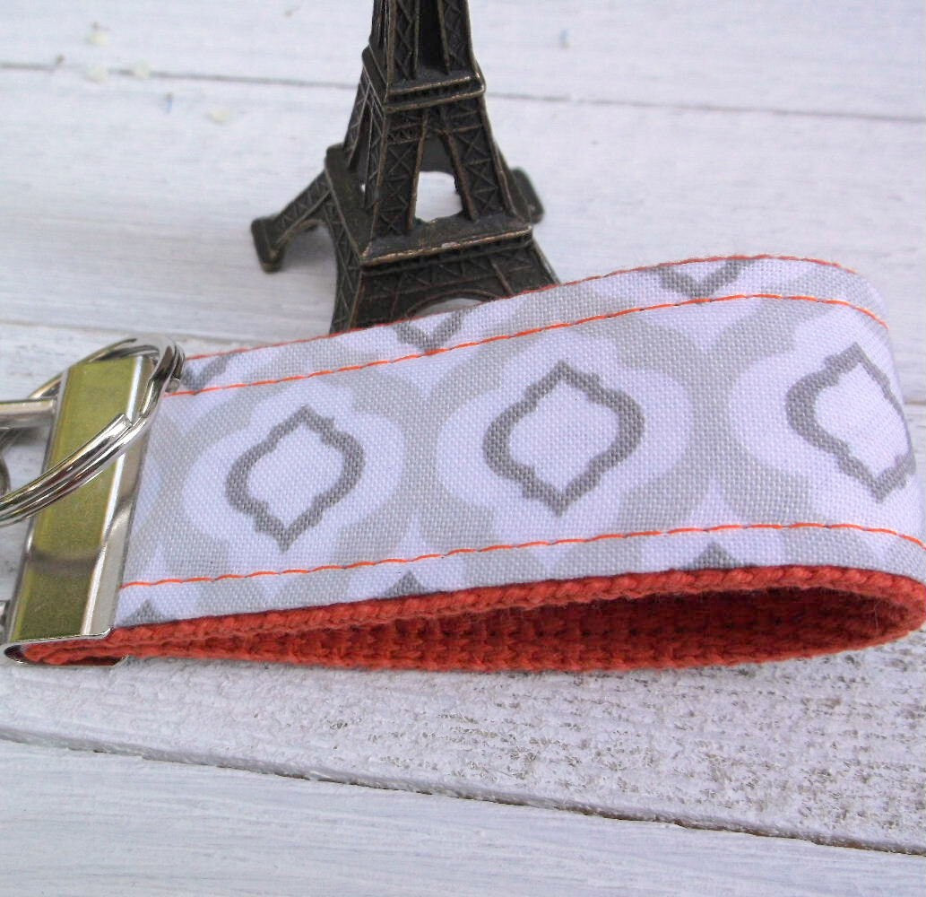 Mini Keyfob FOB Keychain for Women Ideal as a Purse Keychain or Backpack Keychain, Ideal Small Bridesmaid Gift Gray Raindrop