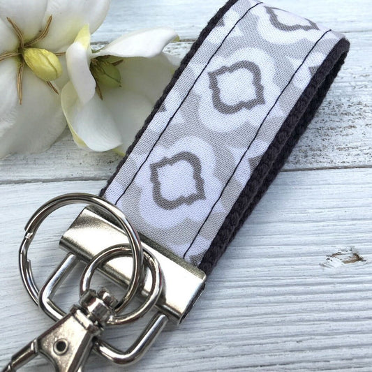 Mini Keyfob FOB Keychain for Women Ideal as a Purse Keychain or Backpack Keychain, Ideal Small Bridesmaid Gift Gray Raindrop