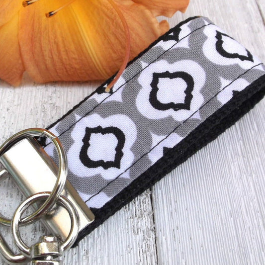 Mini Keyfob FOB Keychain for Women Ideal as a Purse Keychain or Backpack Keychain, Ideal Small Bridesmaid Gift Gray Raindrop