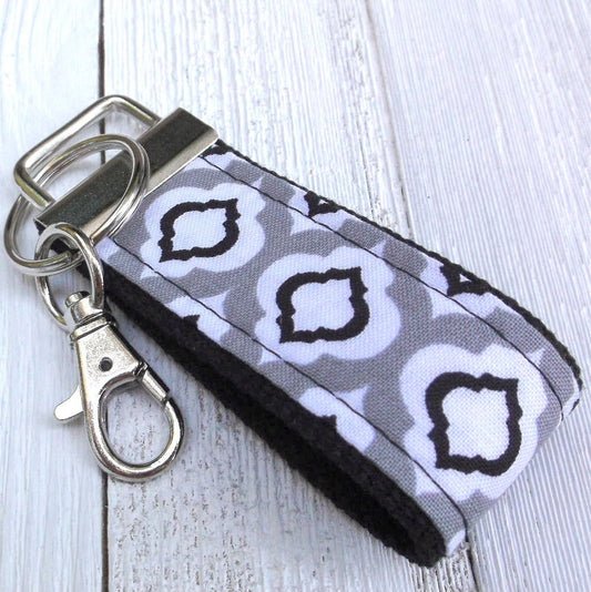 Mini Keyfob FOB Keychain for Women Ideal as a Purse Keychain or Backpack Keychain, Ideal Small Bridesmaid Gift Gray Raindrop