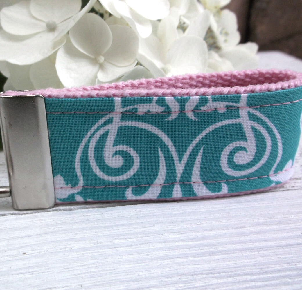 Mini Keyfob FOB Keychain for Women Ideal as a Purse Keychain or Backpack Keychain, Ideal Small Bridesmaid Gift, Teal floral