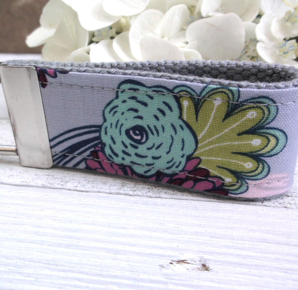 Mini Keyfob FOB Keychain for Women Ideal as a Purse Keychain or Backpack Keychain, Ideal Small Bridesmaid Gift Aqua and Gray