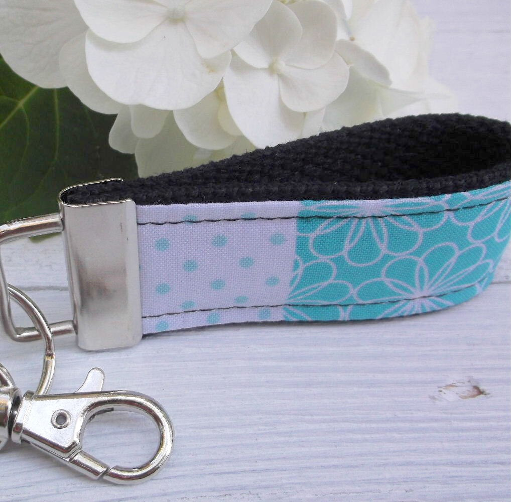 Mini Keyfob FOB Keychain for Women Ideal as a Purse Keychain or Backpack Keychain, Ideal Small Bridesmaid Gift, Aqua