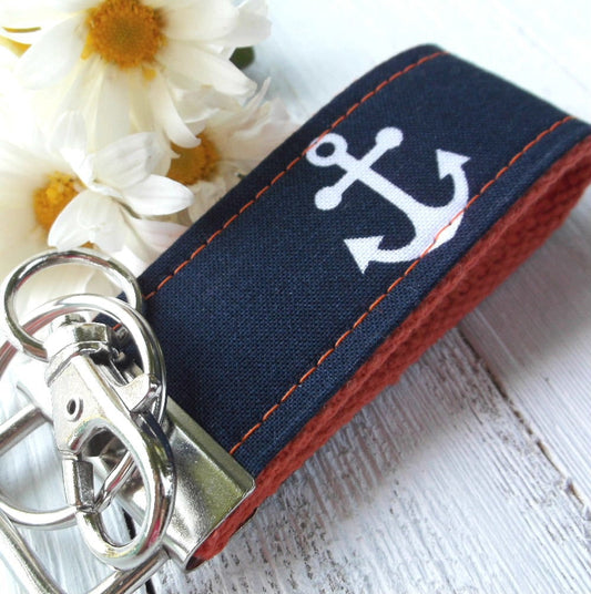 Mini Keyfob FOB Keychain for Women Ideal as a Purse Keychain or Backpack Keychain, Ideal Small Bridesmaid Gift Anchor, Boat Keychain