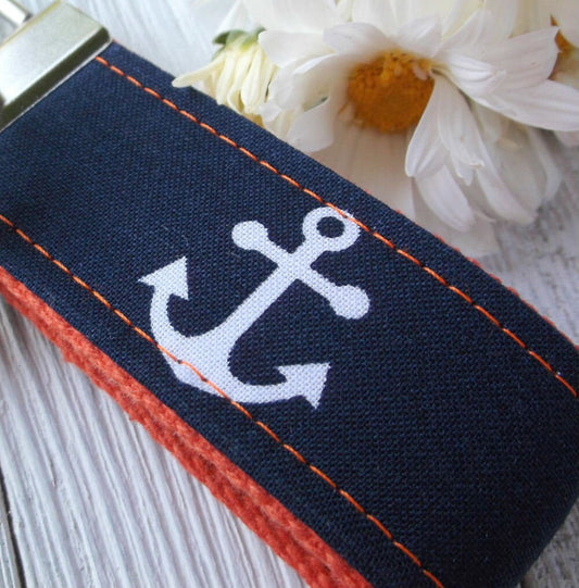 Mini Keyfob FOB Keychain for Women Ideal as a Purse Keychain or Backpack Keychain, Ideal Small Bridesmaid Gift Anchor, Boat Keychain