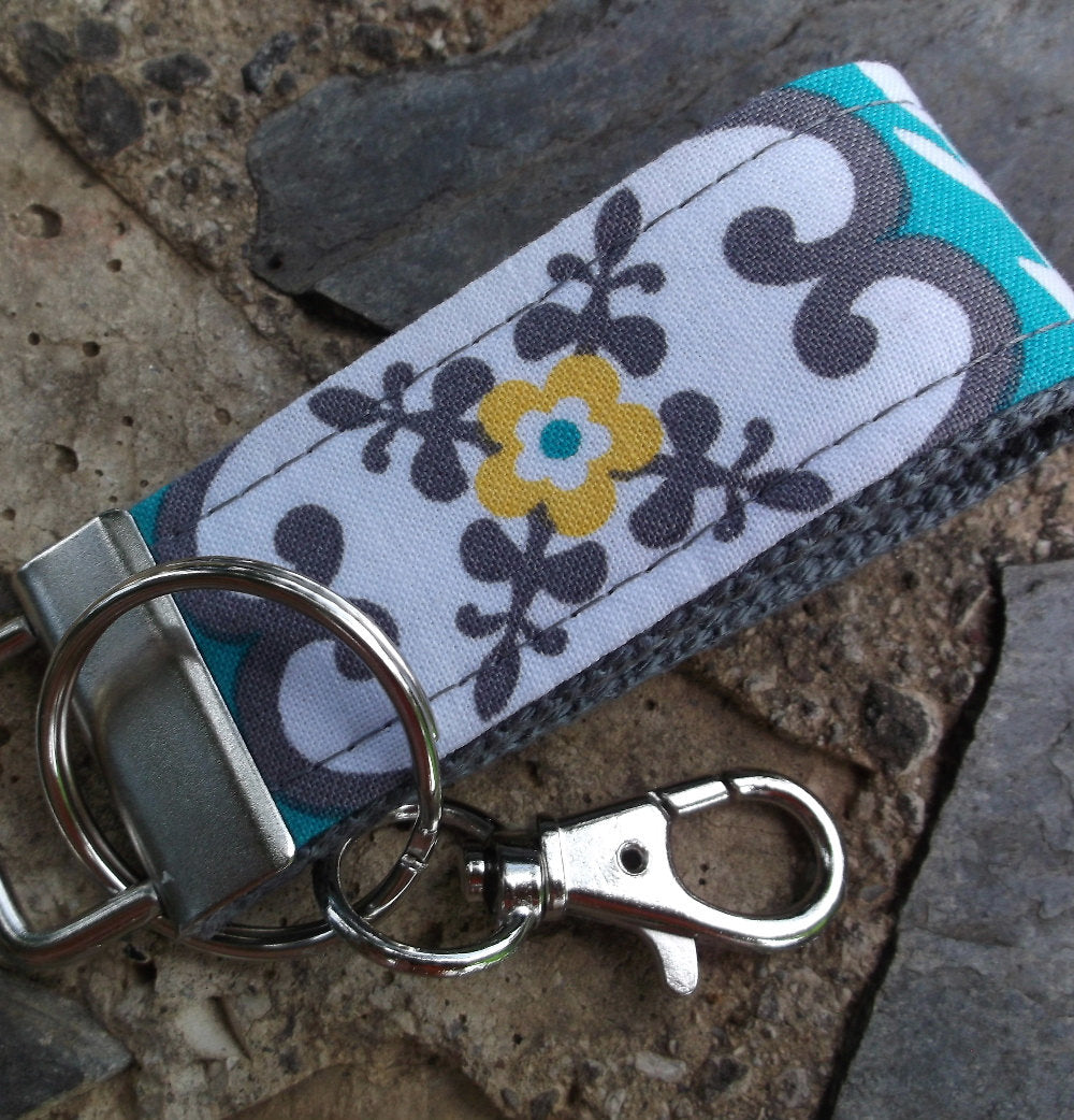 Mini Keychain | Mini Key Fob | Turquoise Keychain | Gift for Mom | Gift for Best Friend | Floral Keychain