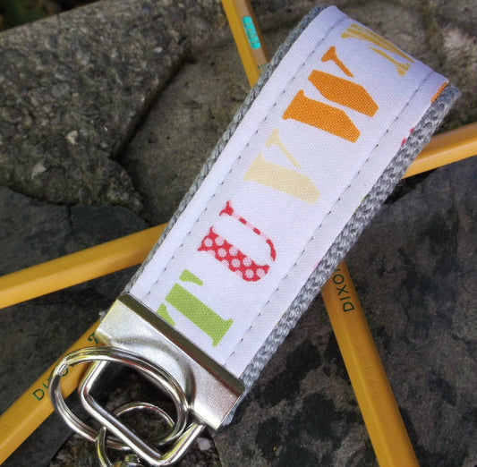 Mini Keyfob Teacher Keychain ABC Fabric Ideal Teacher Appreciation Gift