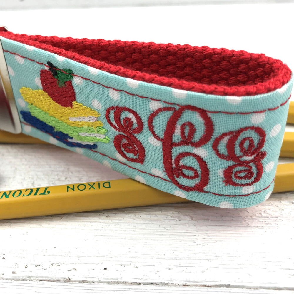Mini Key FOB Monogrammed Keychain for Teacher or Librarian Ideal as a Purse Keychain or Backpack Keychain