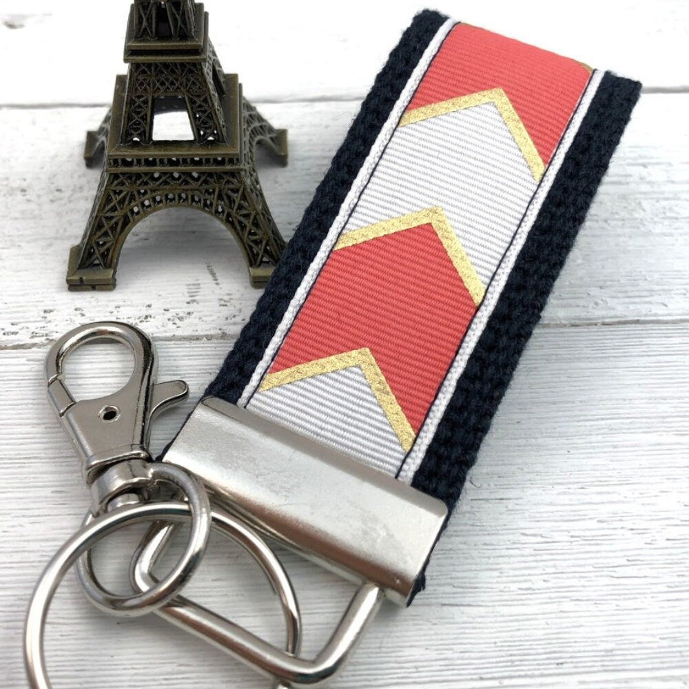 Chevron Mini Keyfob FOB Keychain for Women Ideal as a Purse Keychain or Backpack Keychain, Ideal Small Bridesmaid Gift