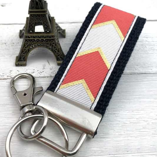 Chevron Mini Keyfob FOB Keychain for Women Ideal as a Purse Keychain or Backpack Keychain, Ideal Small Bridesmaid Gift