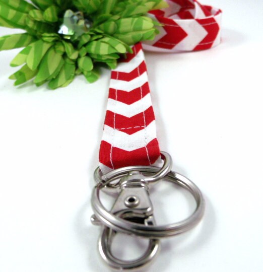 Chevron Lanyard Red and White