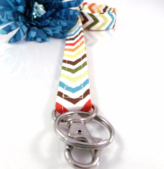 Chevron Lanyard Brown Orange Aqua