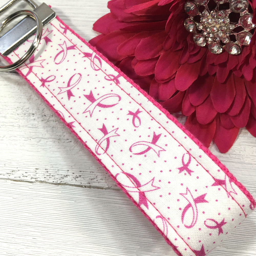 Breast Cancer Keychain Wristlet, Breast Cancer Gifts, Mindfulness Gift, Thinking of you Gift, Encouragement Gift