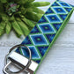 Blue and Lime Fabric Key Fob Wristlet