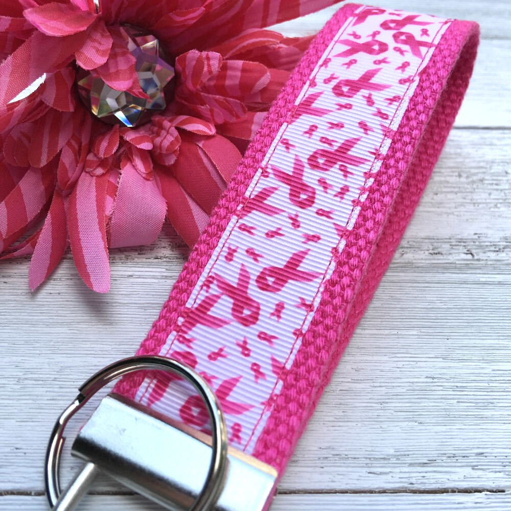 Breast Cancer Keychain Wristlet, Breast Cancer Gifts, Mindfulness Gift, Thinking of you Gift, Encouragement Gift