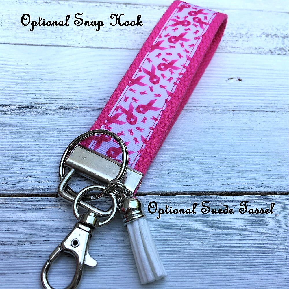 Breast Cancer Keychain Wristlet, Breast Cancer Gifts, Mindfulness Gift, Thinking of you Gift, Encouragement Gift