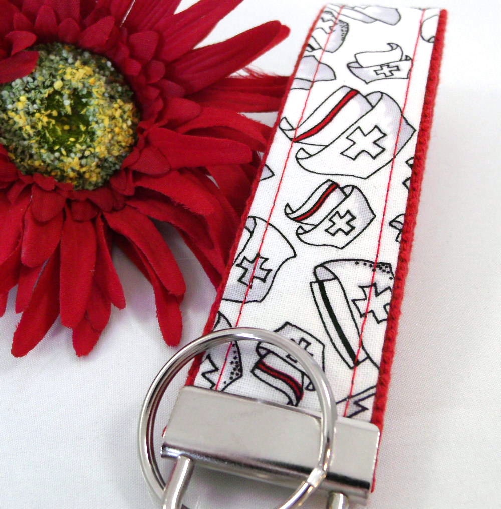 Handmade Wristlet keychain in Nurse fabric, Nurse Graduation Gift, Nurse Appreciation Week, Gift for Nurse Graduation