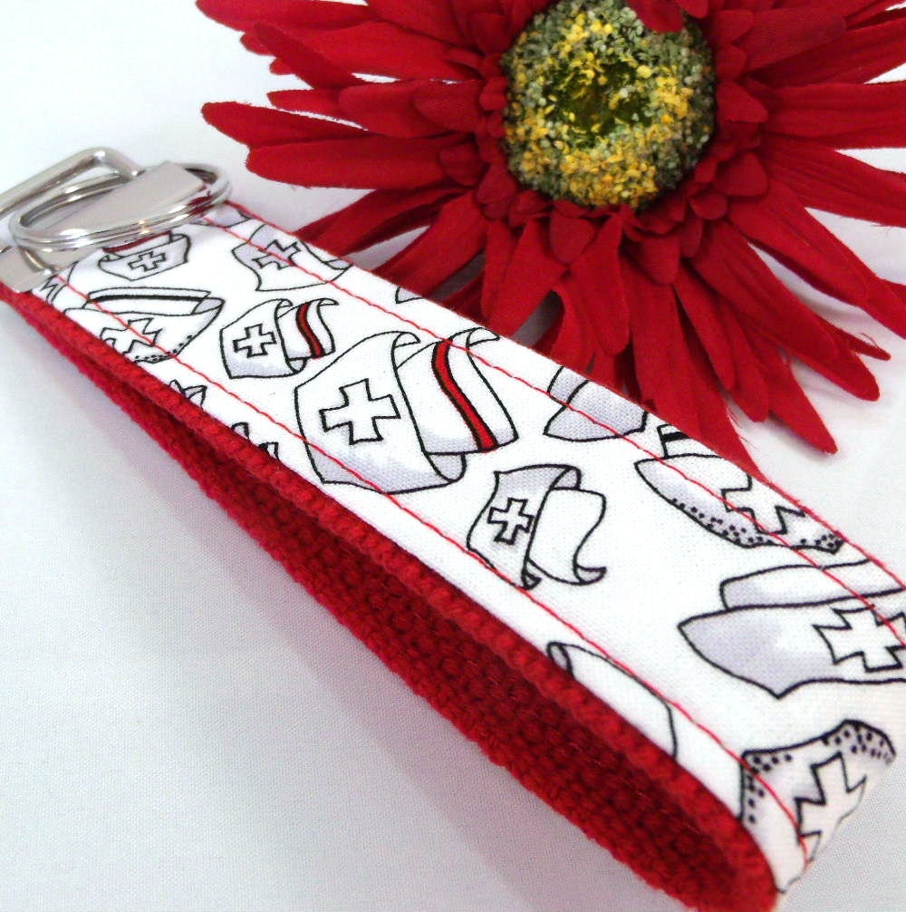 Handmade Wristlet keychain in Nurse fabric, Nurse Graduation Gift, Nurse Appreciation Week, Gift for Nurse Graduation