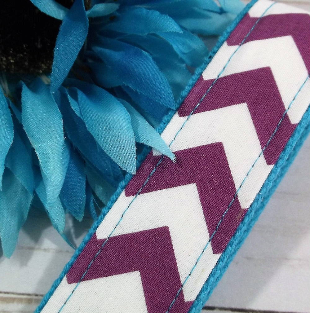 Purple Chevron Fabric Keychain Key fob Gift For Women