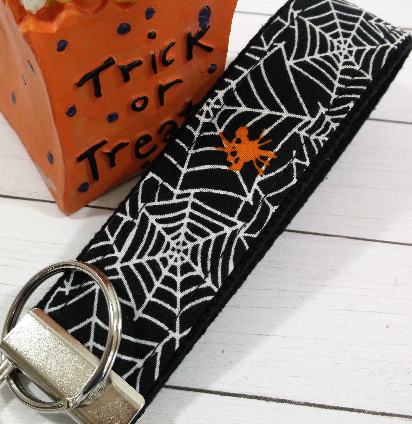Handmade Keychain Wristlet with Spiders, Spider, Popular Right Now, Halloween, Thank you gift for Friend, Preschool Teacher Gifts