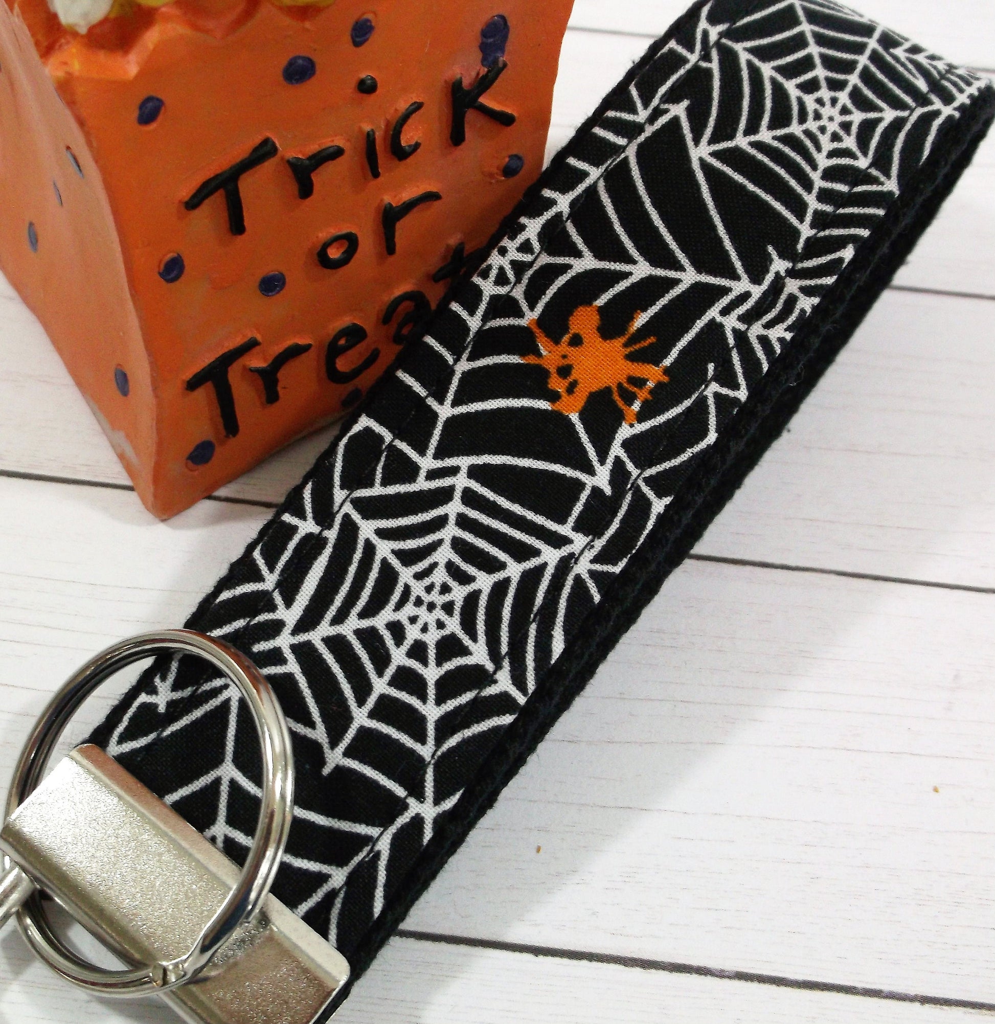 Handmade Keychain Wristlet with Spiders, Spider, Popular Right Now, Halloween, Thank you gift for Friend, Preschool Teacher Gifts
