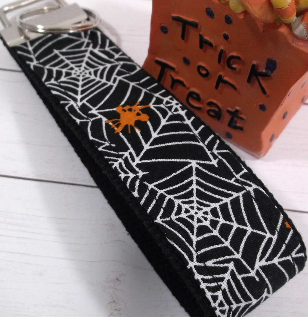 Handmade Keychain Wristlet with Spiders, Spider, Popular Right Now, Halloween, Thank you gift for Friend, Preschool Teacher Gifts