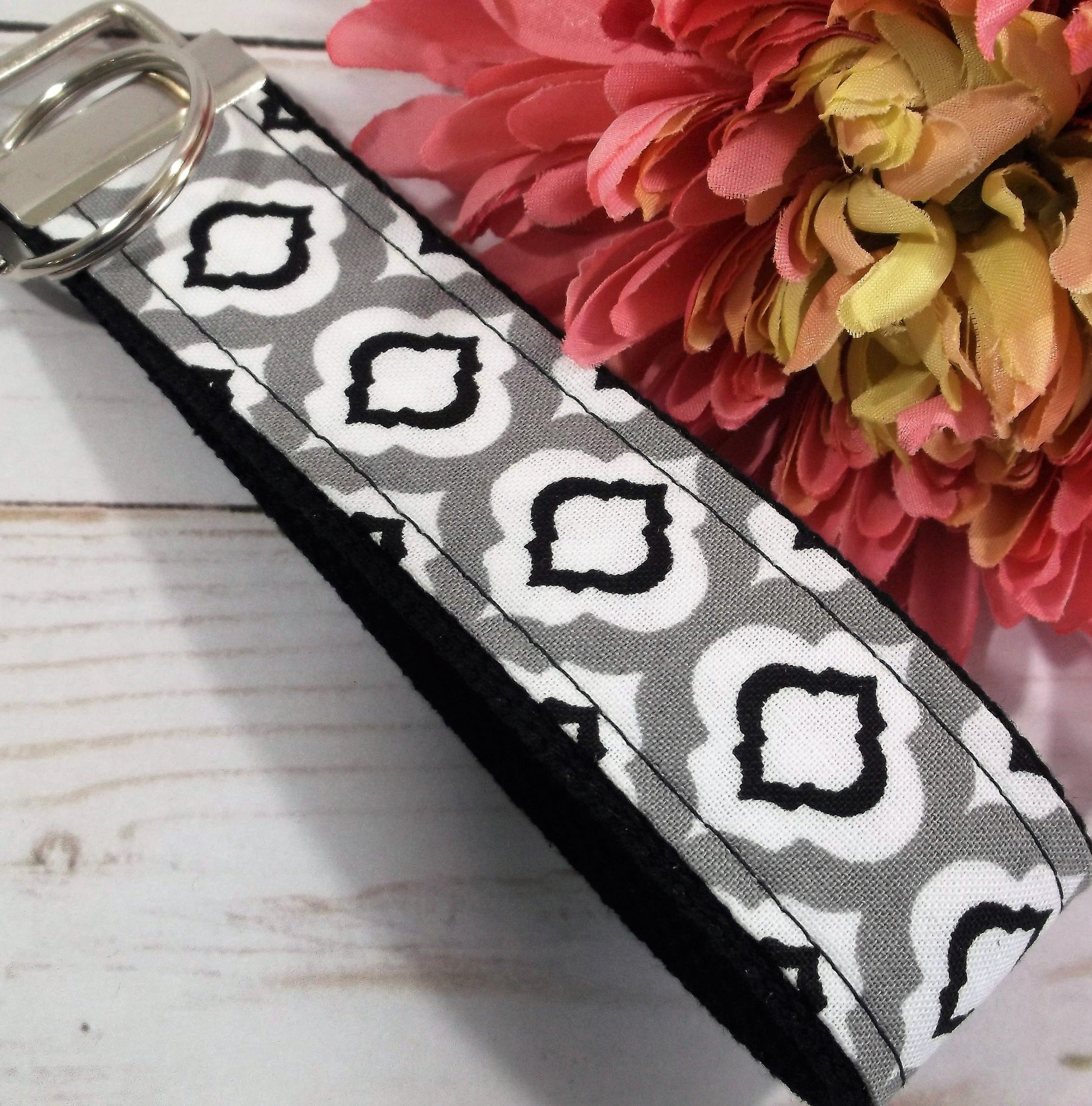 Raindrop Fabric Grey Key fob Gift For Women