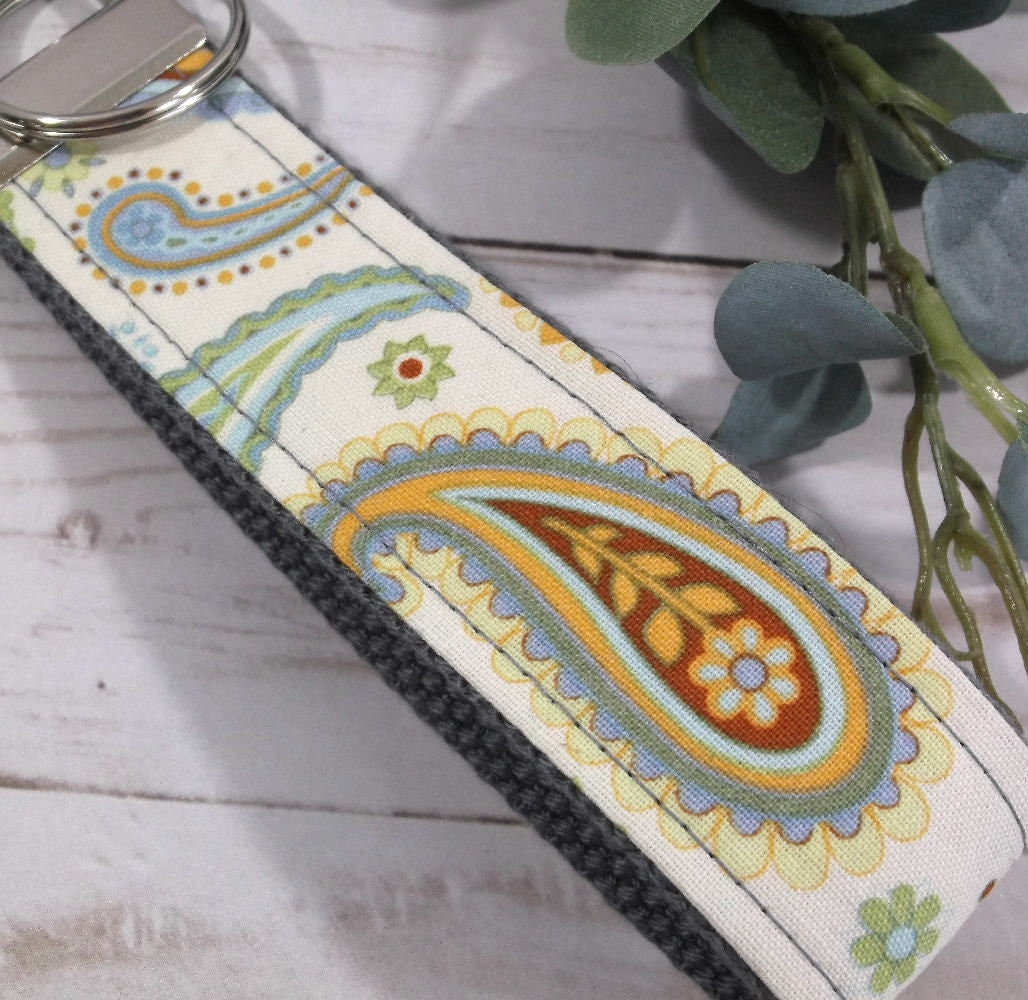 Paisley Key fob wristlet, Wristlet Keychain, Boho Keychain Wristlet, Boho Keychains for Women, Bohemian, Boho Keychain Wristlet
