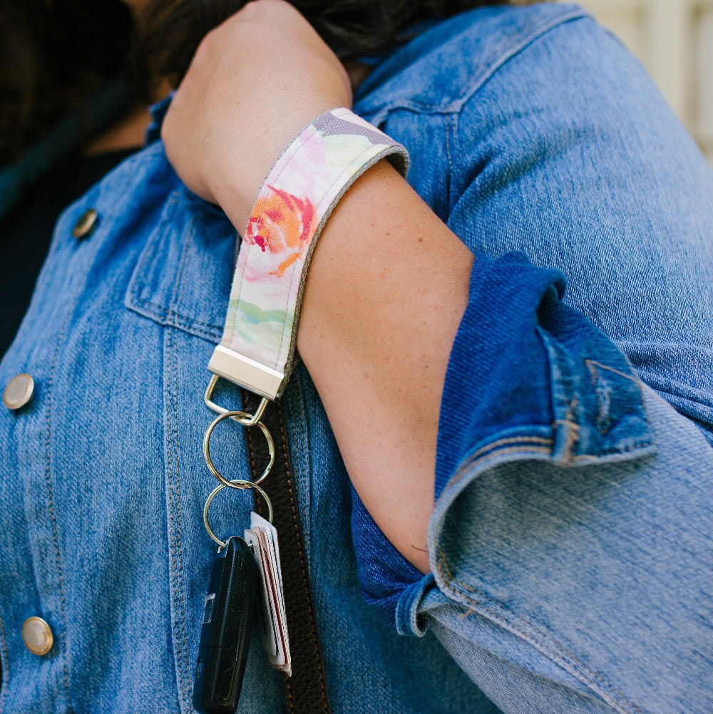 Handmade Floral Keychain Wristlet, College Graduation Gift for her, Thank you for Helping Me Grow, Expecting Mom Gift