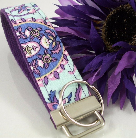 Amy Butler Key Fob Purple Floral Paisley