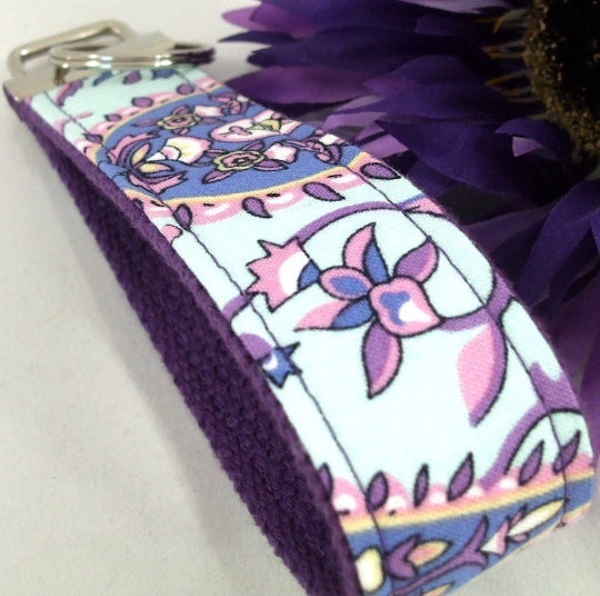 Amy Butler Key Fob Purple Floral Paisley