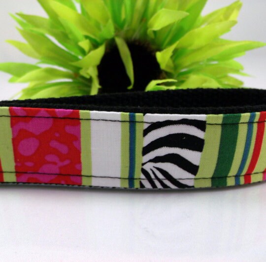 Cute Zebra and Leopard Print Wristlet Keychain, Pink and Lime Key Fob, Animal Print Keychain, Teacher Gift
